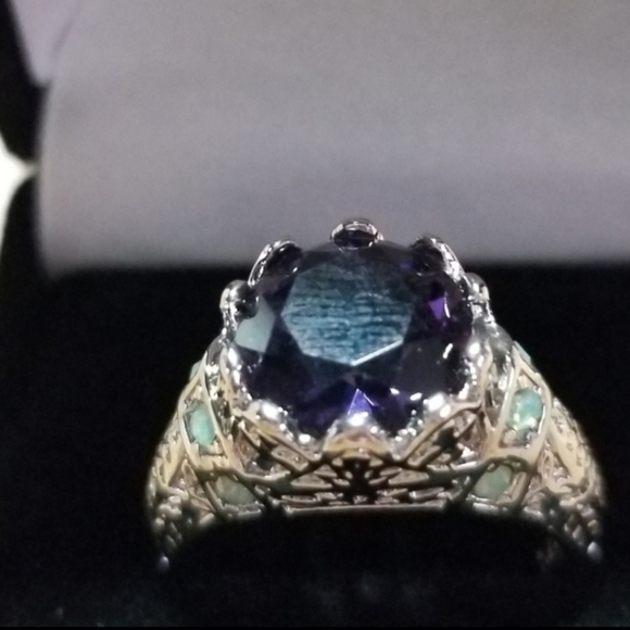 2XHOST PICK. PURPLE & TEAL GREEN GEMSTONE RING IN A .925 STERLING SILVER SETTING - Picture 8 of 14